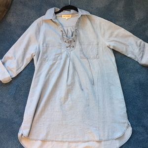 Denim Shirt Dress with Lace up detail